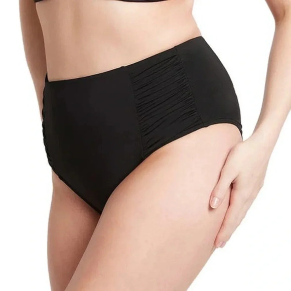 Sea level high waist gathered side swim bottoms black size US 4 - Picture 3 of 11